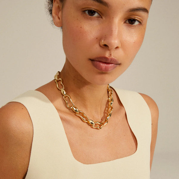 Wave Gold Plated Chain Necklace