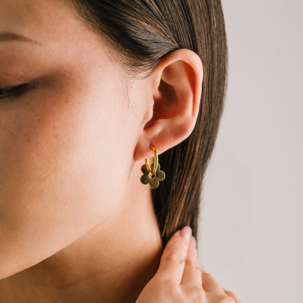 Gold Plated Petal Hoop Earrings