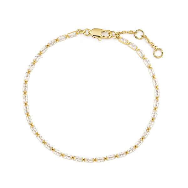 Gold Plated Baguette CZ Tennis Bracelet