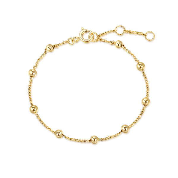 Gold Plated Micro Bead and Chain Bracelet