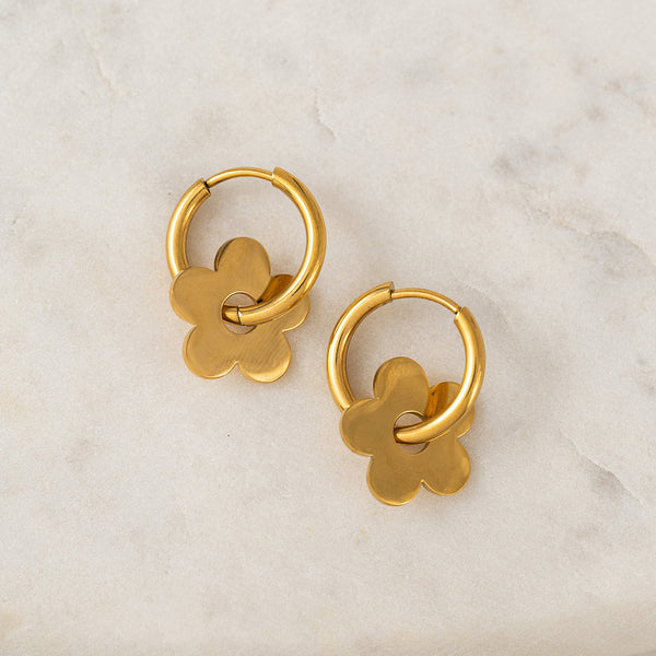 Gold Plated Petal Hoop Earrings