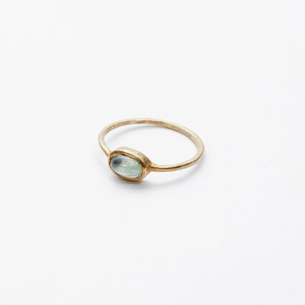 Gold Plated Prehnite Oval Ring
