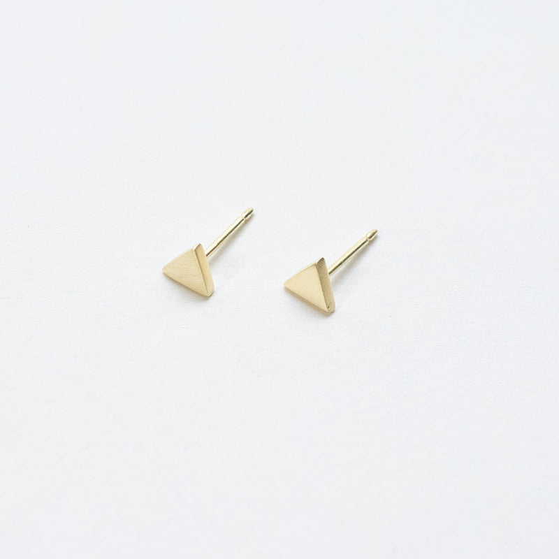 Brushed Gold Vermeil Triangle Studs