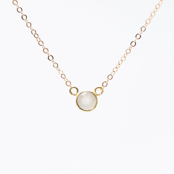 Gold Moonstone Comini Circle Stone Necklace