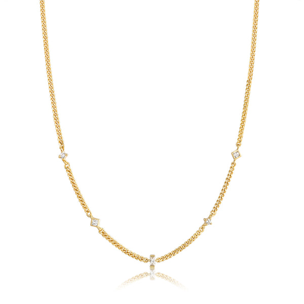 Gold Plated Multi CZ Stone Necklace