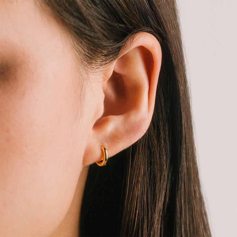 Gold 10mm Tube Hoop Earrings