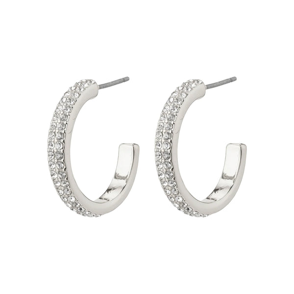 Heat Silver Plated Crystal Hoops