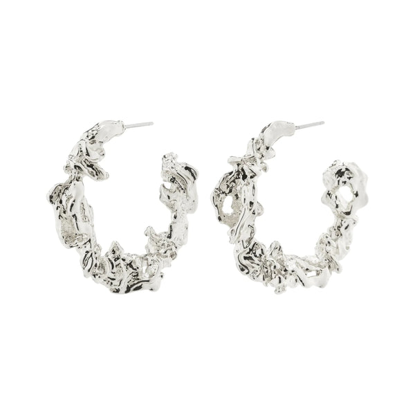 Flow Large Silver Plated Hoops