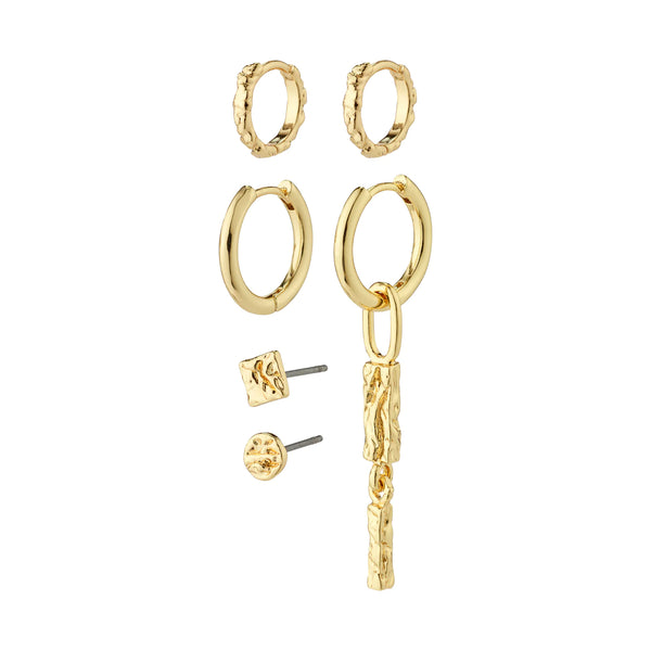 Star Gold Plated 3-in-1 Earring Set