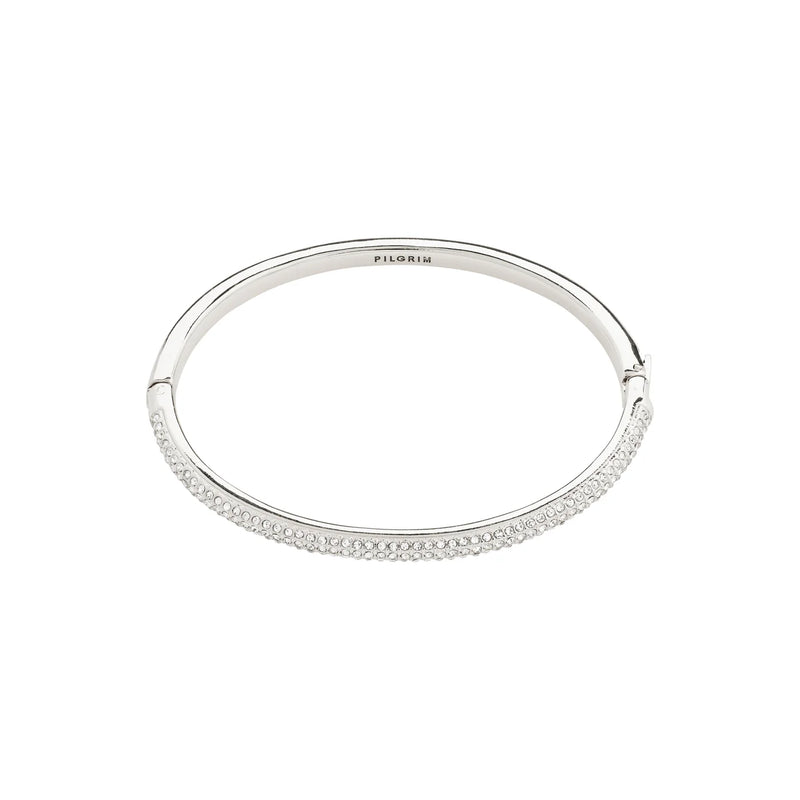 Focus Silver Plated Crystal Bangle