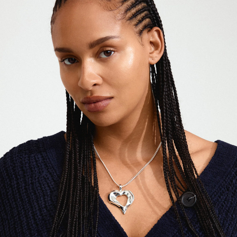 Tide Silver Plated Heart Necklace