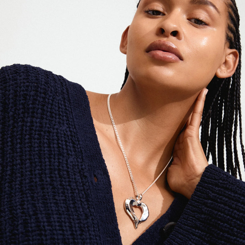 Tide Silver Plated Heart Necklace