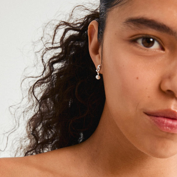 Starlight Silver Plated Pearl Earrings