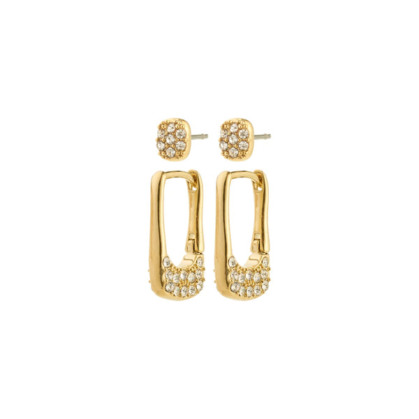 Instant Gold Plated Crystal Hoops & Stud Earrings Set