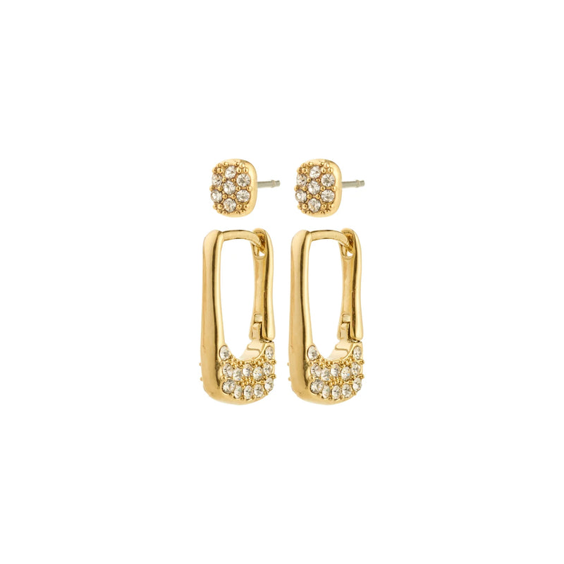 Instant Gold Plated Crystal Hoops & Stud Earrings Set