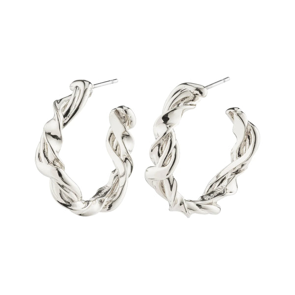 Sun Silver Plated Twisted Hoops
