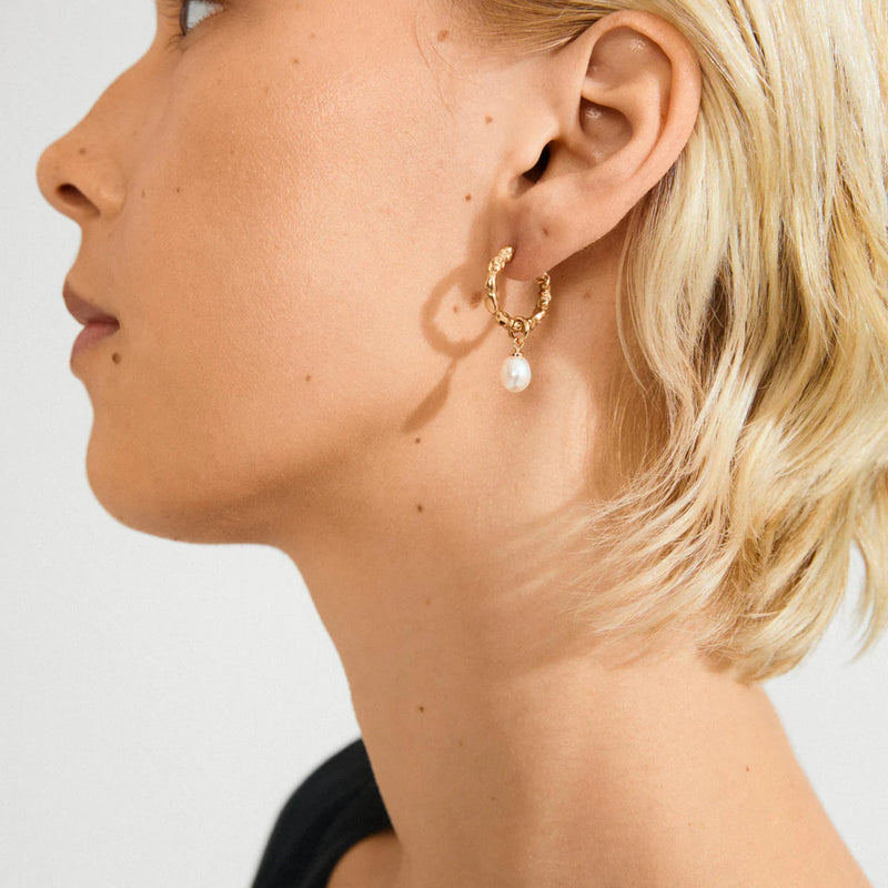 Shift Gold Plated Pearl Hoops