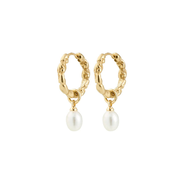 Shift Gold Plated Pearl Hoops