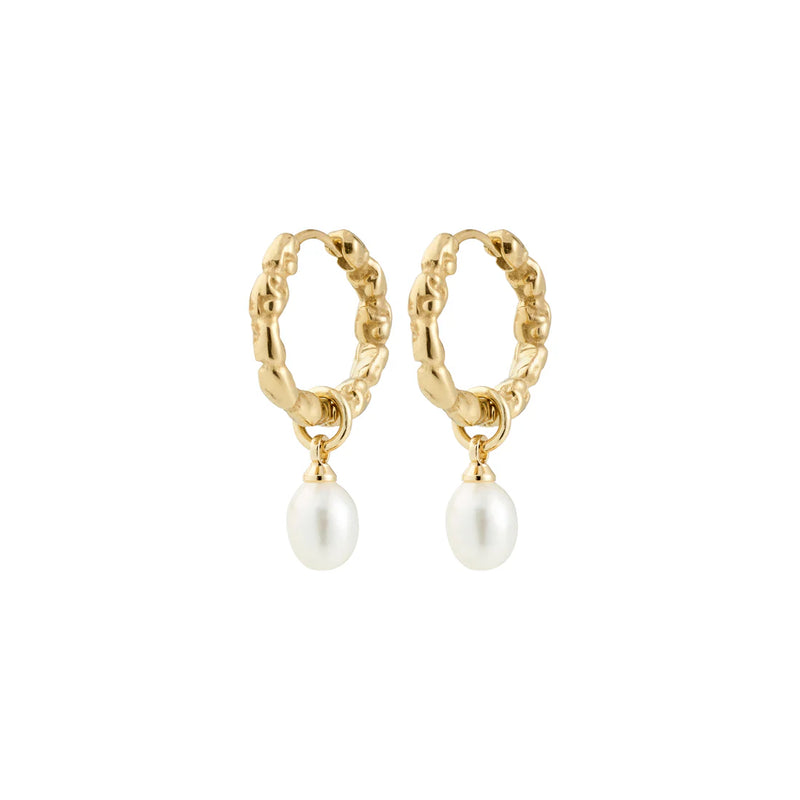 Shift Gold Plated Pearl Hoops