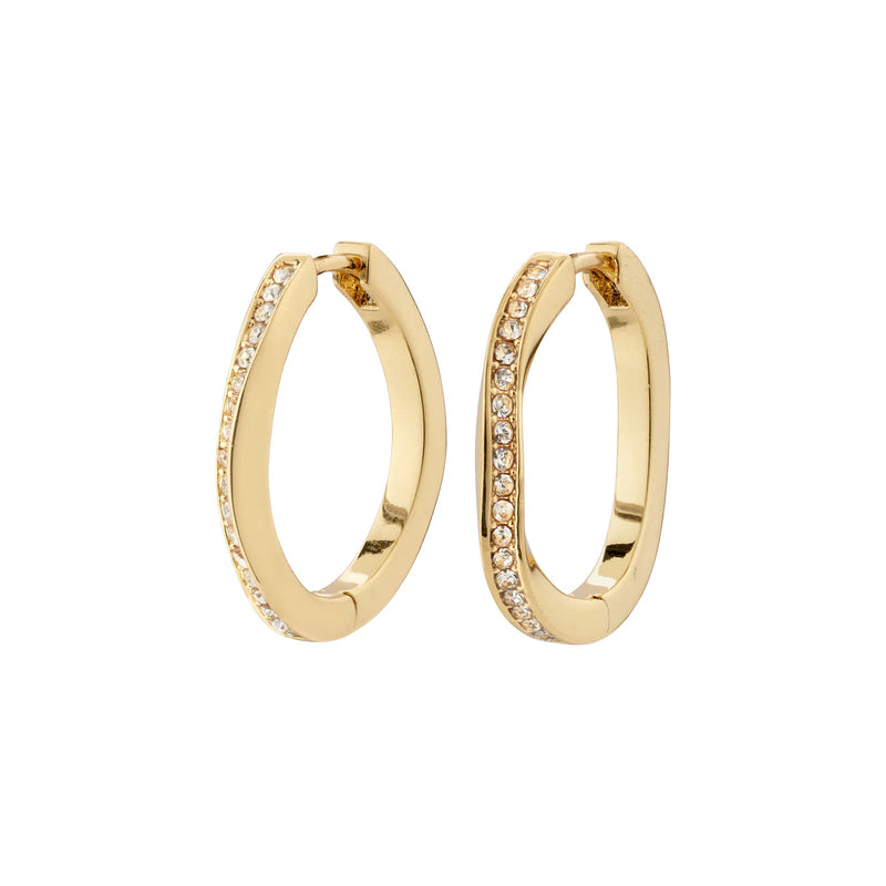 True Gold Plated Crystal Hoops