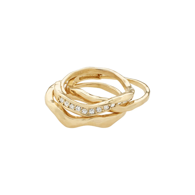 True Gold Plated Crystal Ring Set