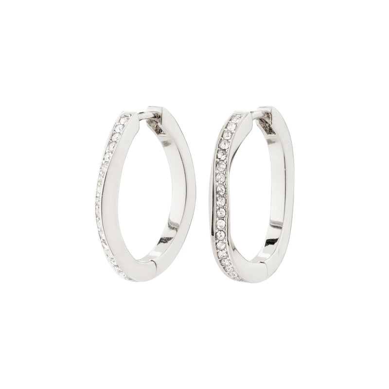 True Silver Plated Crystal Hoops