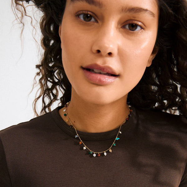 Between Gold Plated Stone Necklace