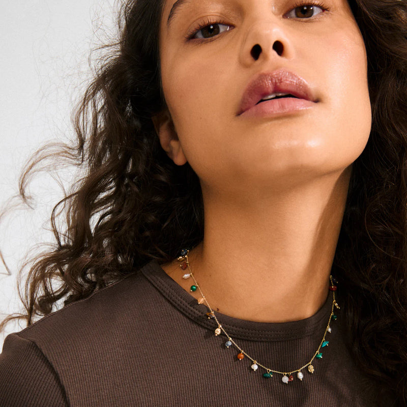 Between Gold Plated Stone Necklace