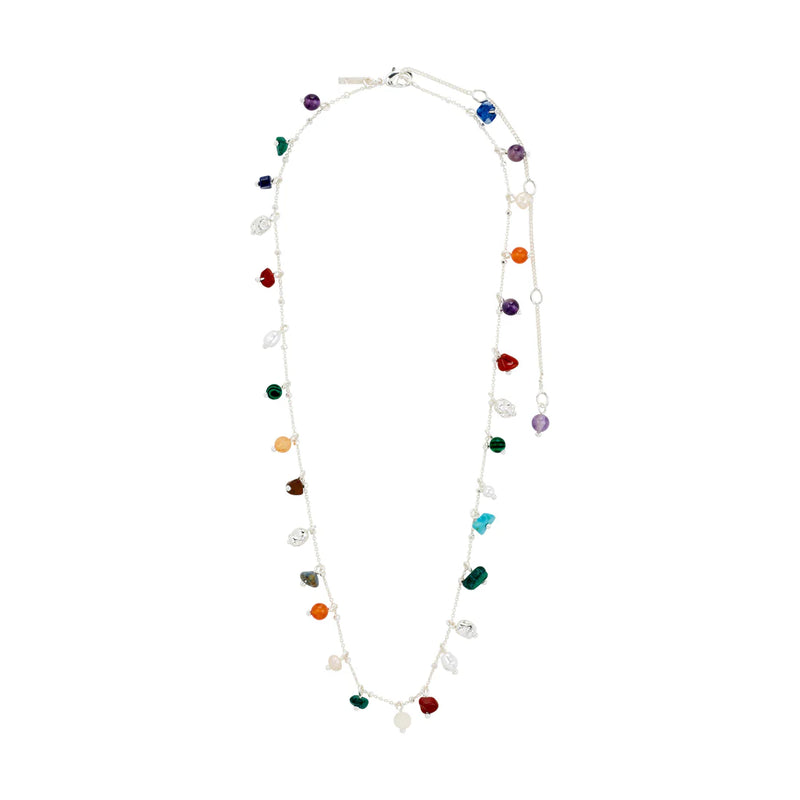 Between Silver Plated Stone Necklace