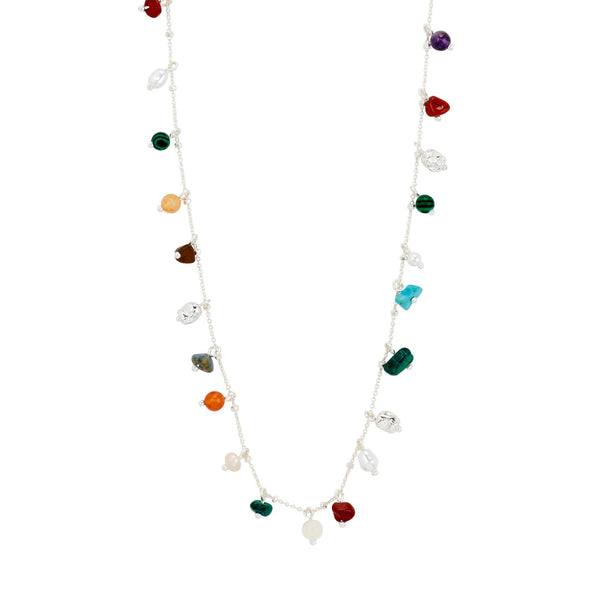 Between Silver Plated Stone Necklace