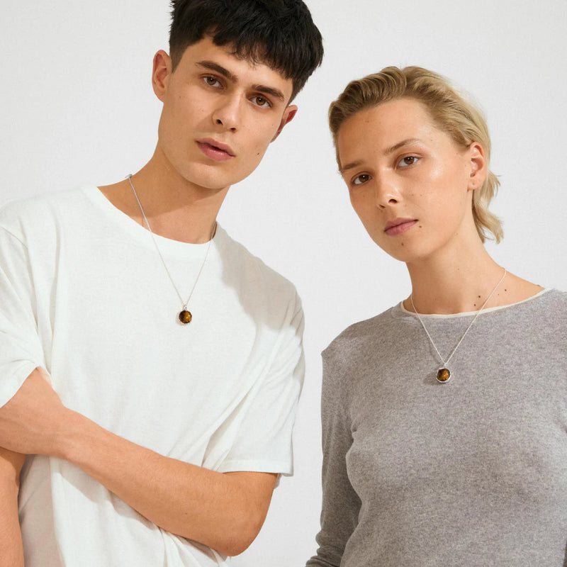 Sense Silver Plated Tigers Eye Necklace