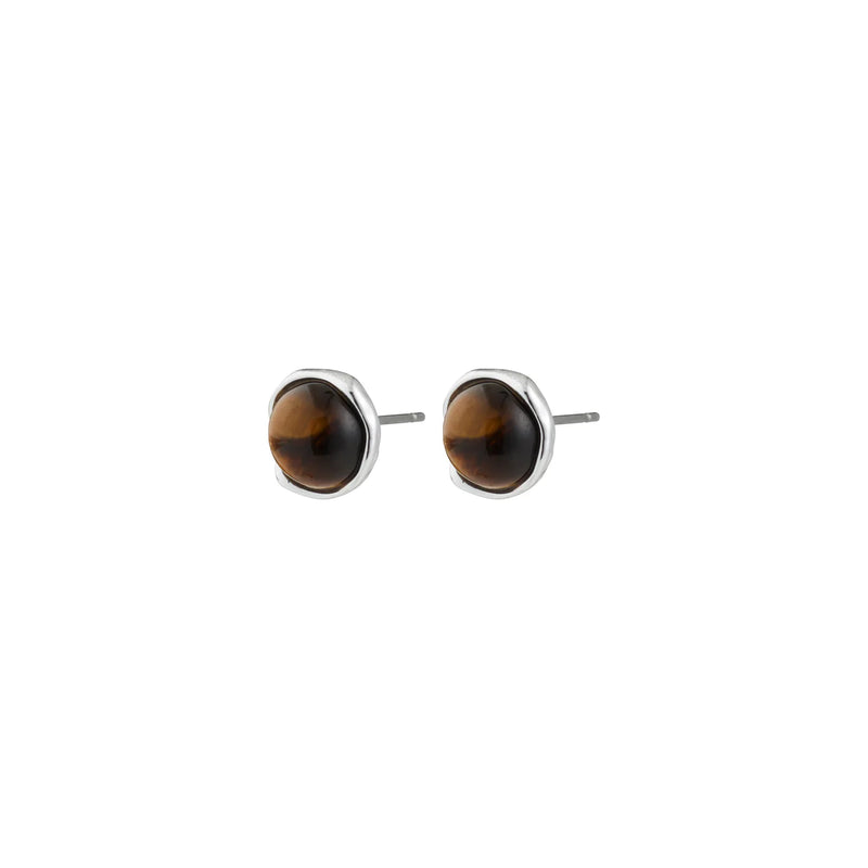 Sense Silver Plated Tigers Eye Studs