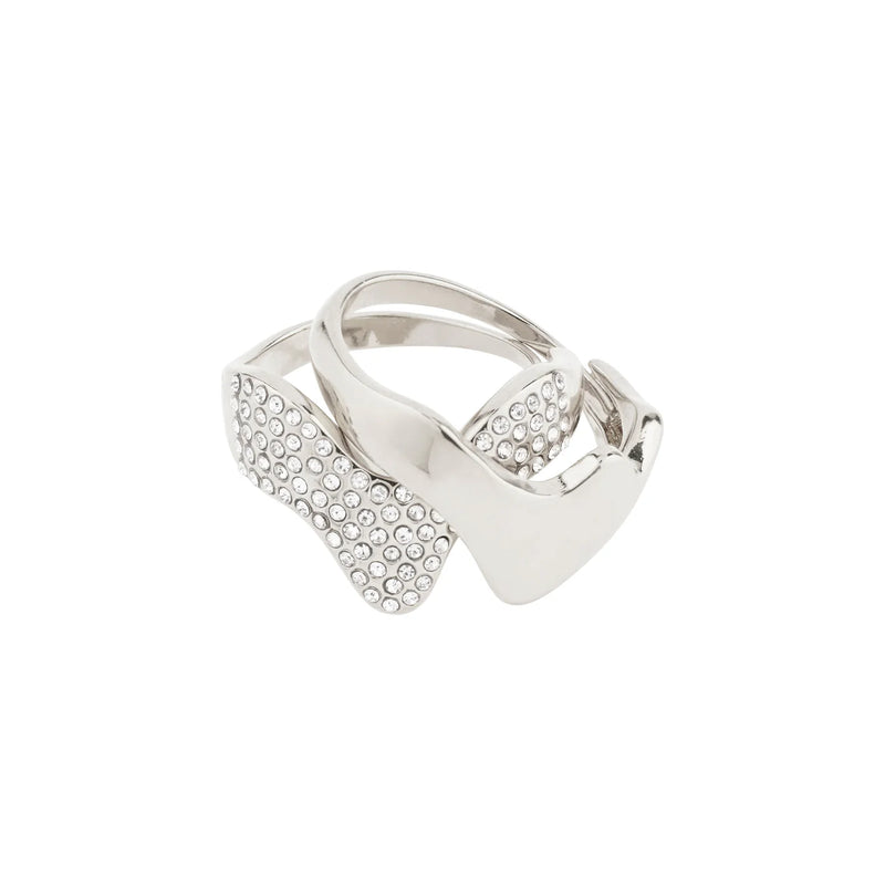 Connect Silver Plated Crystal Ring Set