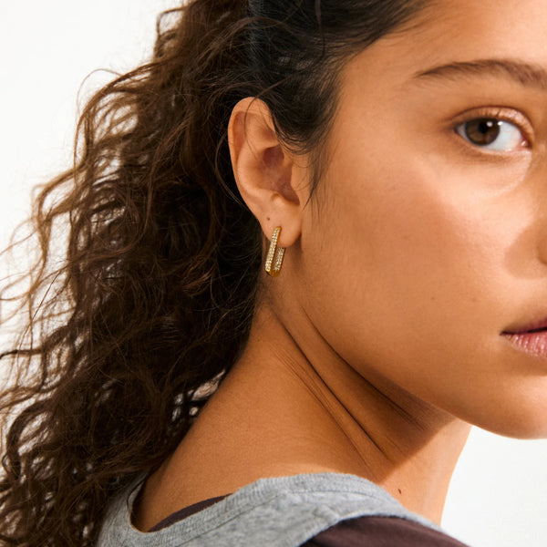 Phase Gold Plated Crystal Hoops
