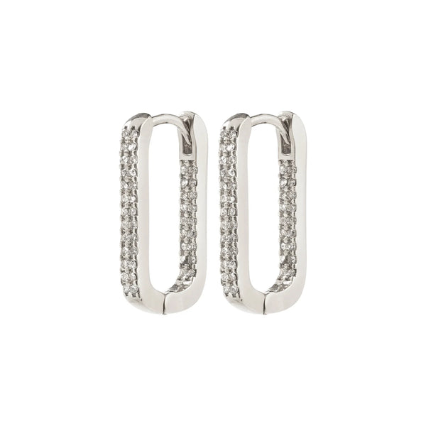 Phase Silver Plated Crystal Hoops
