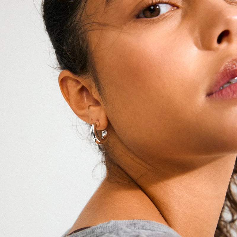 Phase Silver Plated Small Hoops