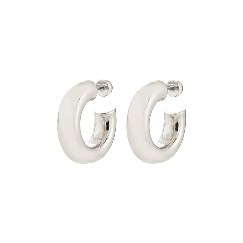 Phase Silver Plated Medium Hoops