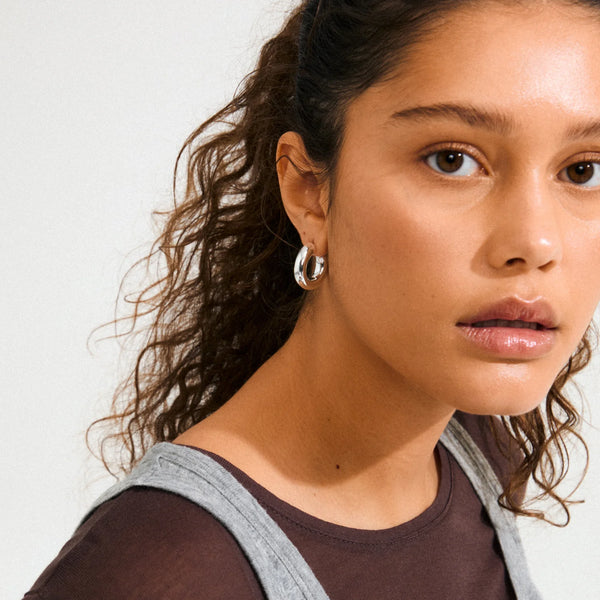 Phase Silver Plated Medium Hoops