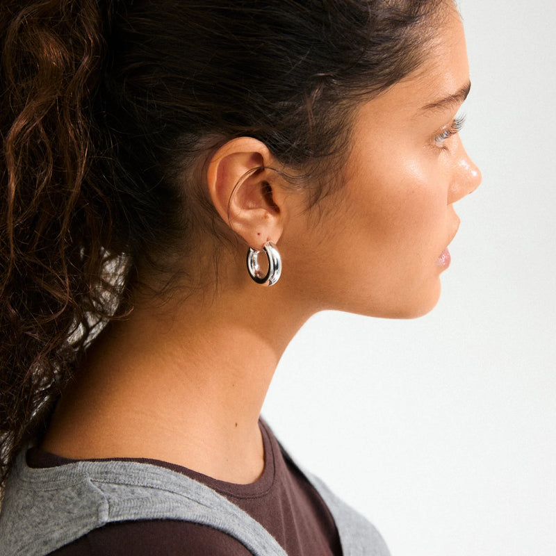 Phase Silver Plated Medium Hoops