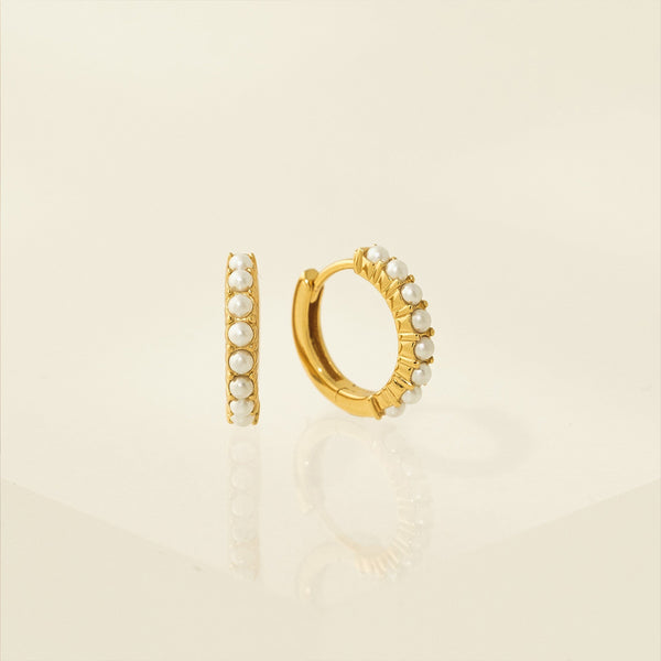 Gold Vermeil 15mm Pearl Hoop Earrings