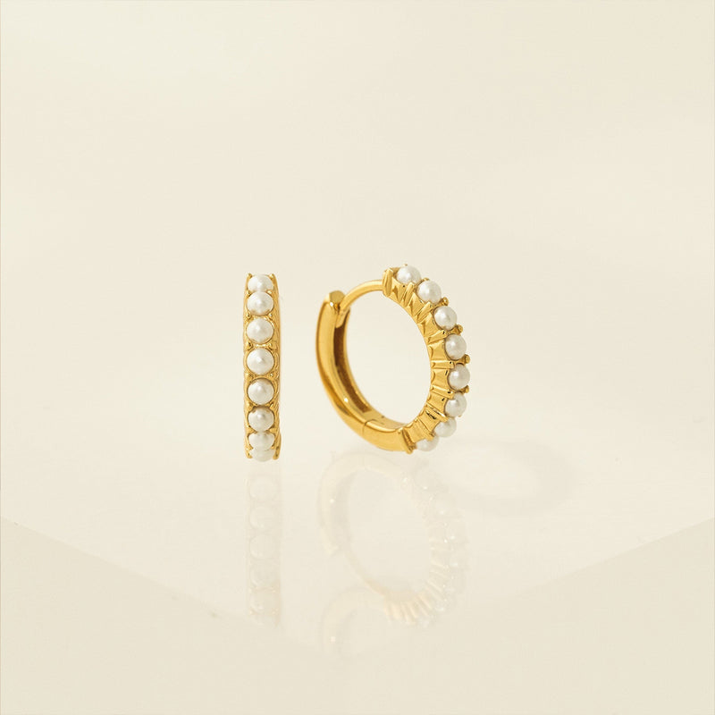 Gold Vermeil 15mm Pearl Hoop Earrings