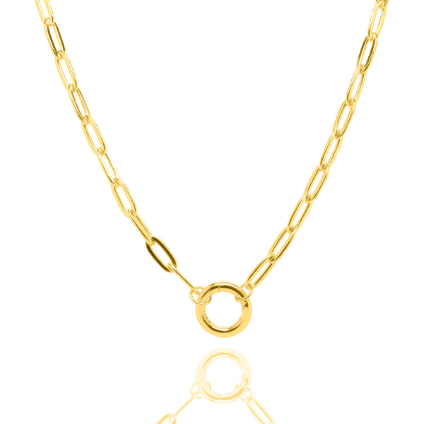 Gold Vermeil Paperclip Round Enhancer Necklace