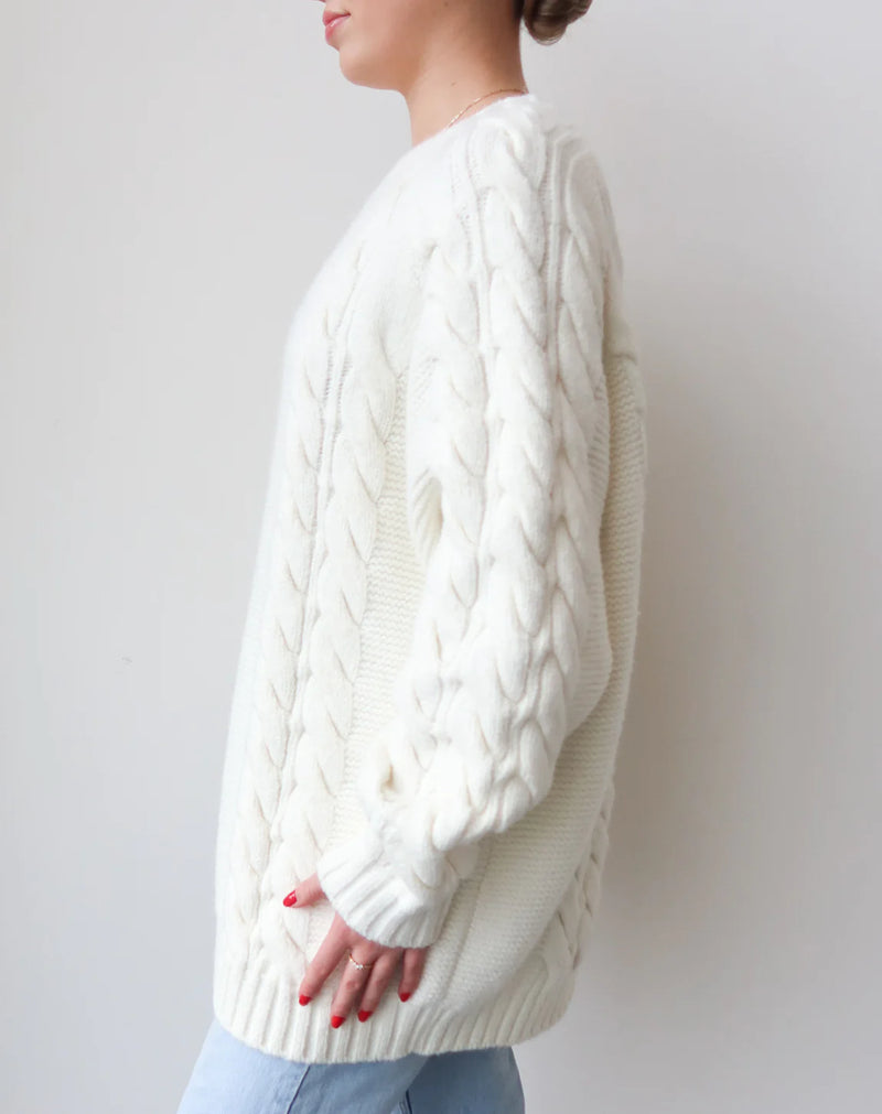Adele Cable Knit Big Sister Sweater