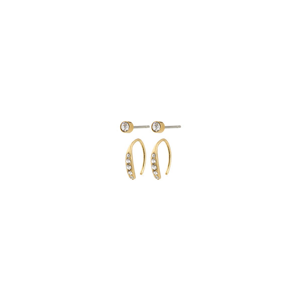 Gionni Gold Plated Crystal Hoops & Stud Earrings Set