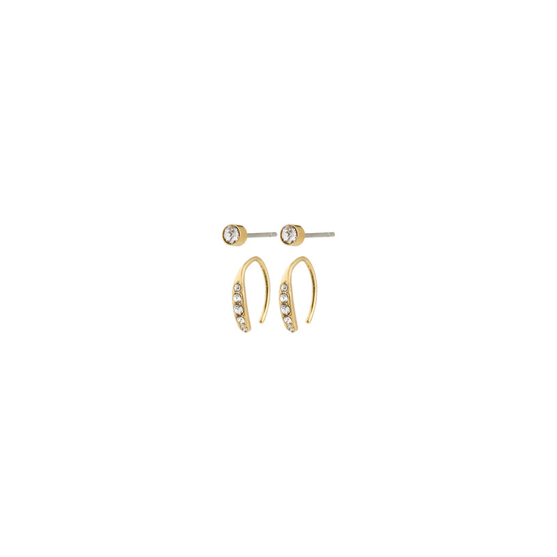 Gionni Gold Plated Crystal Hoops & Stud Earrings Set