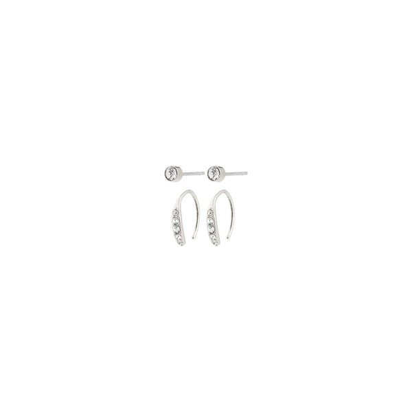 Gionni Silver Plated Crystal Hoops & Stud Earrings Set