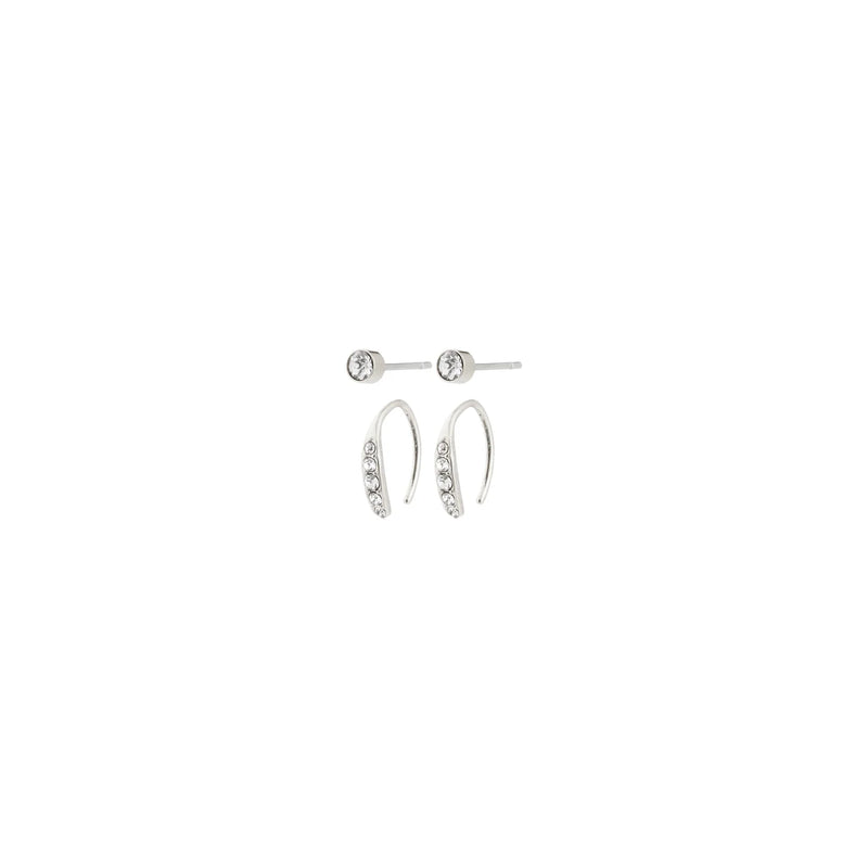 Gionni Silver Plated Crystal Hoops & Stud Earrings Set