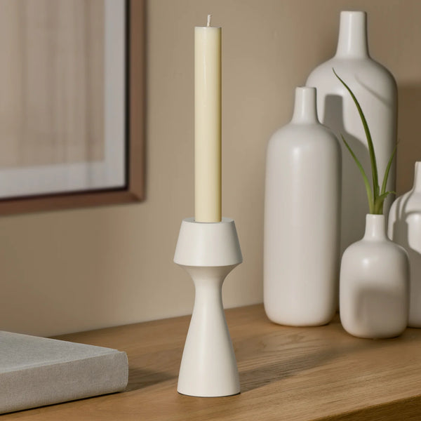 Matte Ivory Aluminum Taper Candle Holder