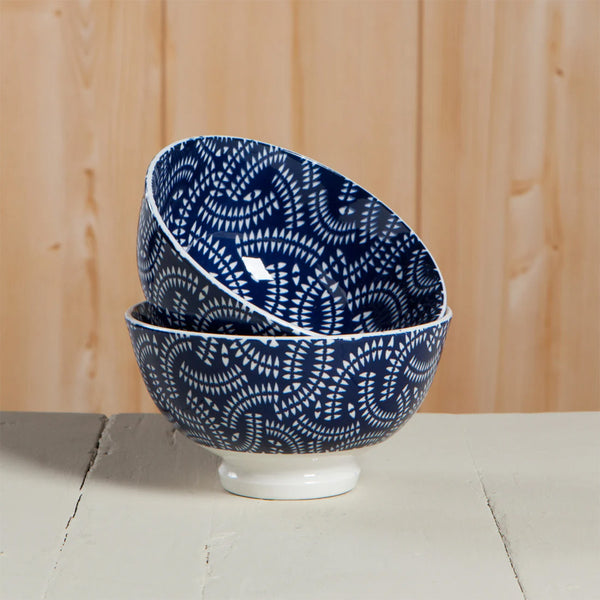 Indigo Geo Stamped Bowl