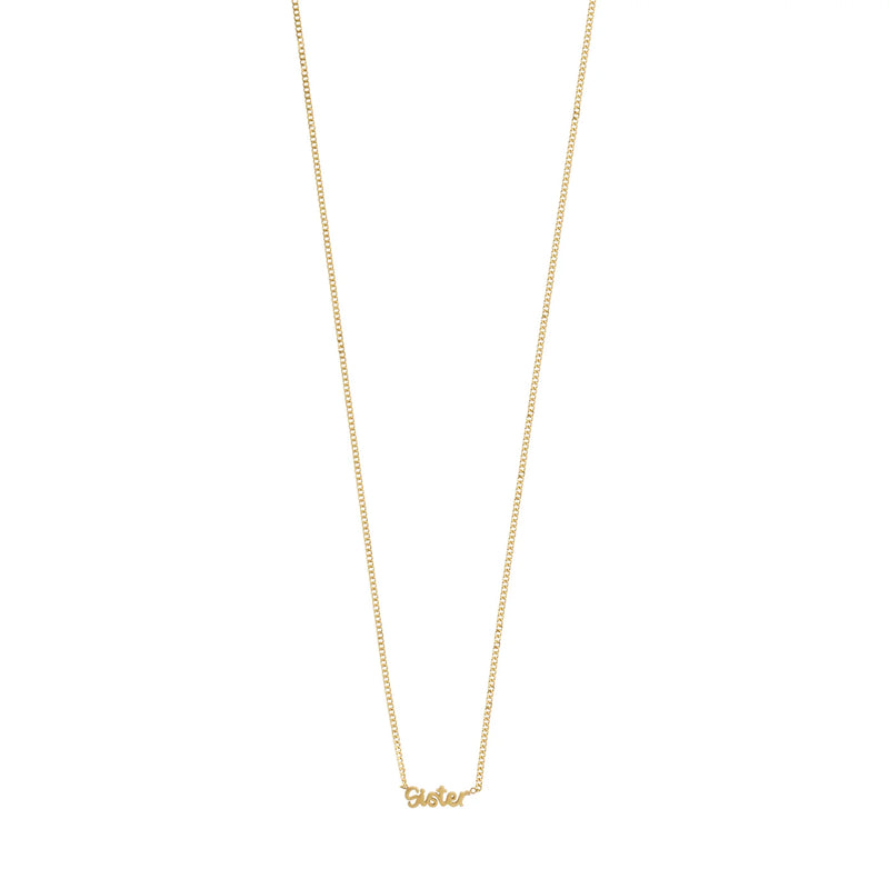 Sister Script Gold Plated Necklace